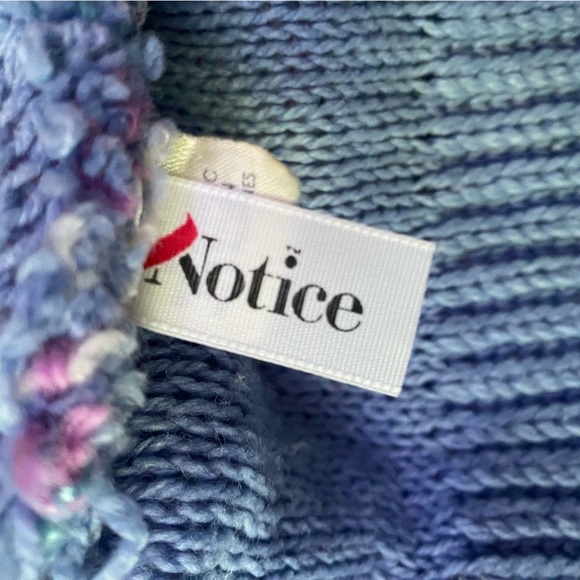 Vtg Women’s Warm Stocking Hat Blue with Hearts - Picture 5 of 5